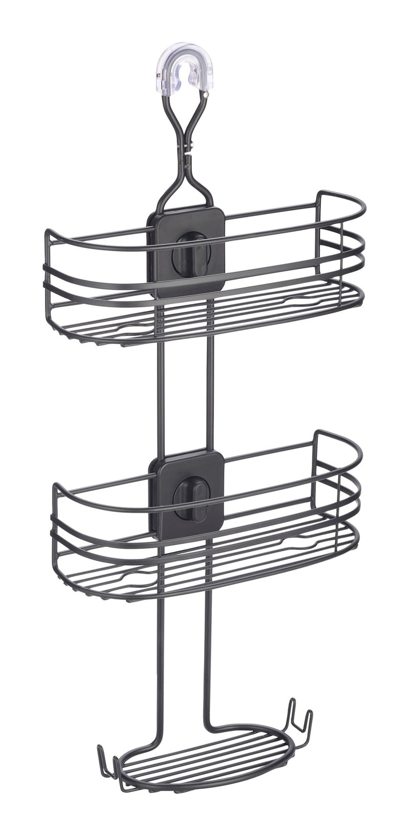 Adjustable Rust-Resistant 4-Way Shower Caddy with Lock Top, Matte Black L4634