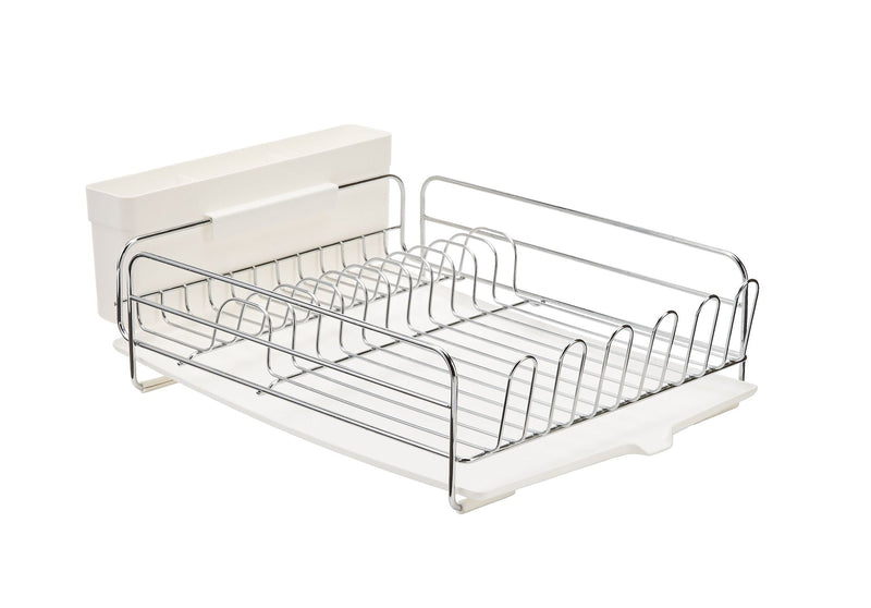 Alpha Chrome Dish Drying Rack with Cutlery Holder & Drainboard, 13 x 19.3-in Y2406