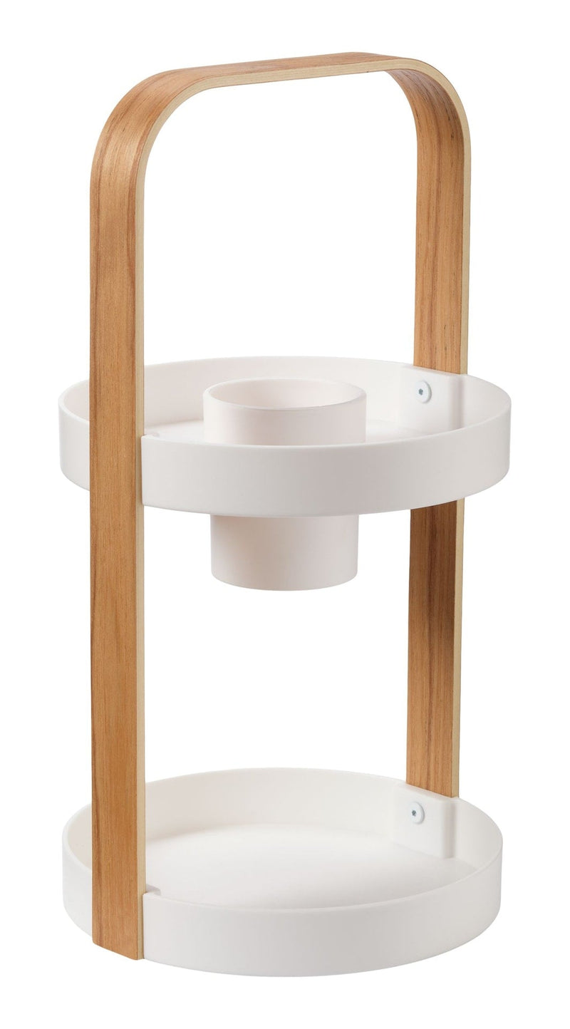 Bella 2-Tier Cosmetic Bathroom Vanity Organizer with Removable Cup, White/Natural B2506