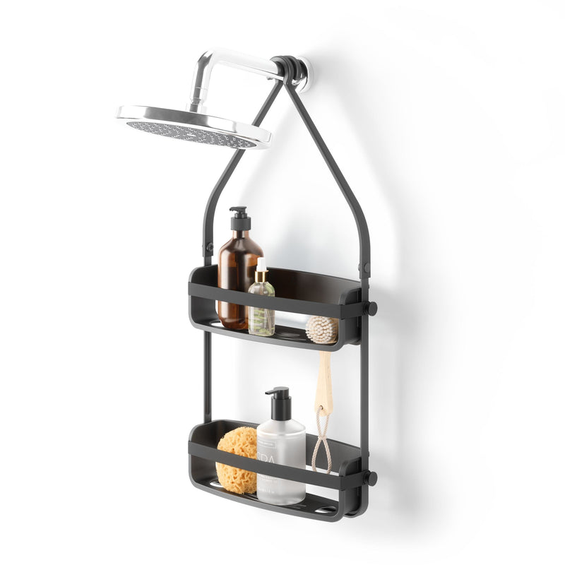 Flex Adhesive Rigid Plastic Shower Caddy, Black J3202