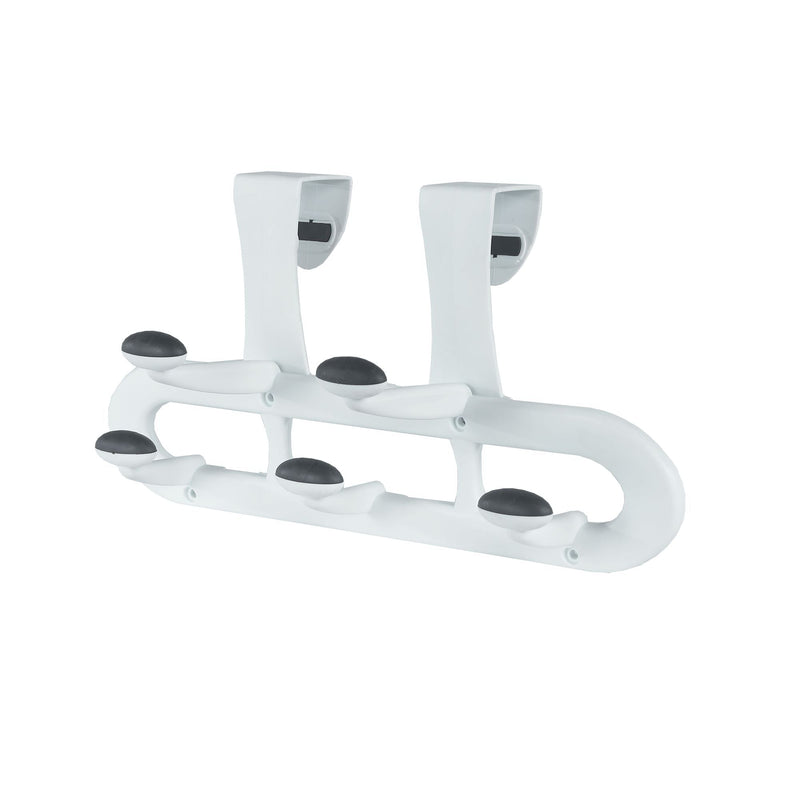 Plastic 5-Hook Over the Door Hook, White, 13-in O9119