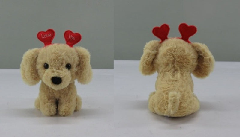 Valentine's Day Plush Dog with Heart Headband Gift for Valentine's/Anniversary Day, 6.5-in M3601