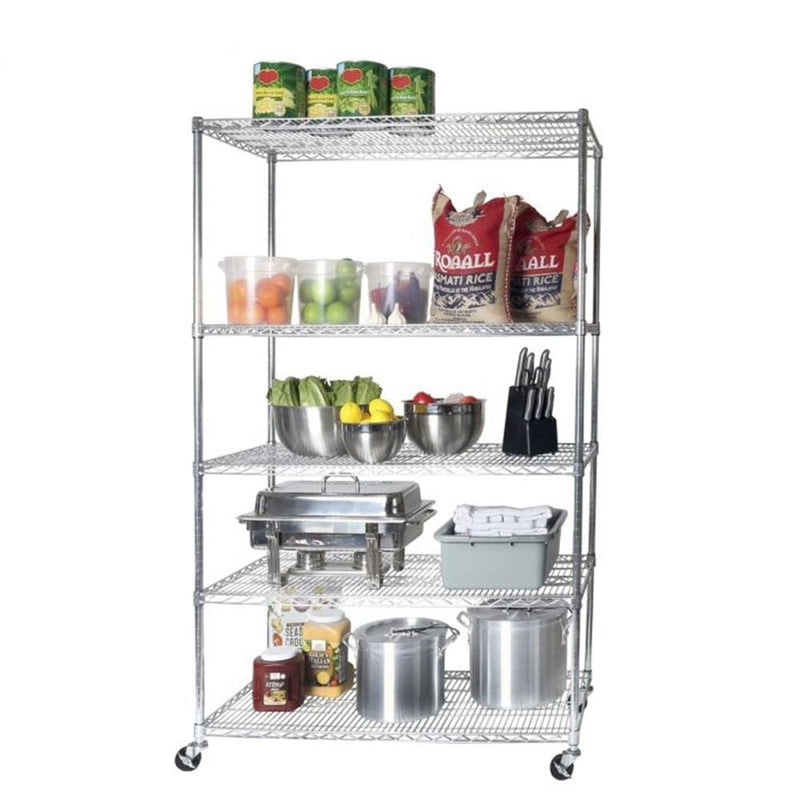 5-Tier Heavy Duty Shelving, 48-in x 24-in x 72-in, Chrome W5902