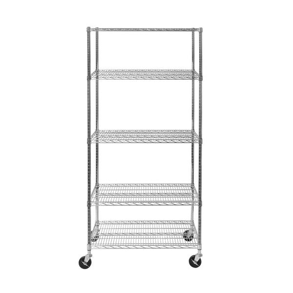 5-Tier Shelving, 36-in x 24-in x 72-in, Chrome D2588