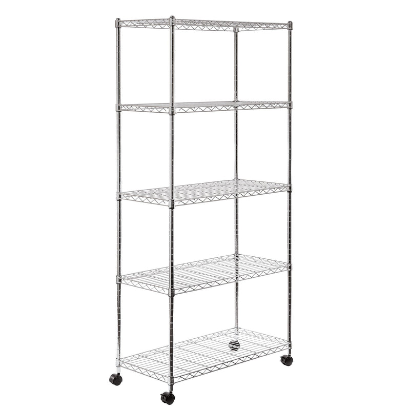 5-Tier Steel Wire Shelving, 30-in x 14-in x 60-in, Chrome Y6835