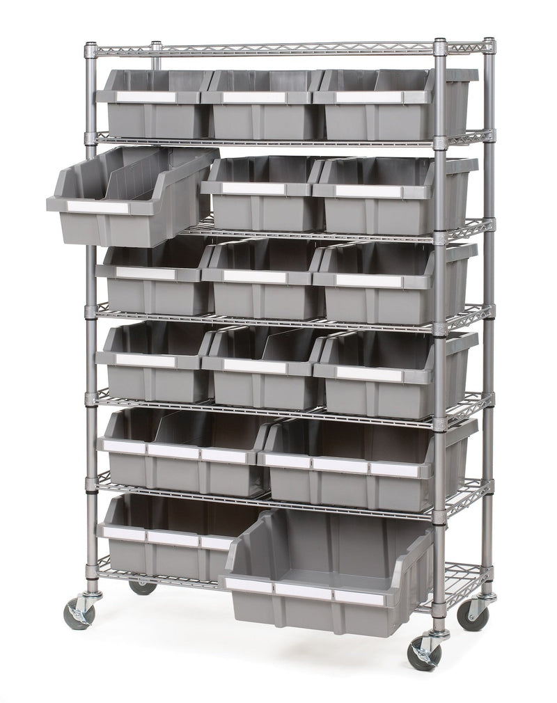 7-Tier NSF 16-Bin Rack Shelving, 36-in x 14-in x 56-in N7873