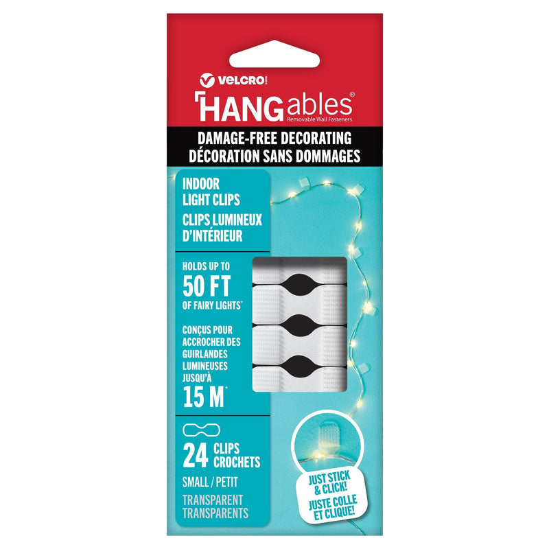 Hook-and-loop Indoor Light Clips Medium, 24pc, Clear L7513