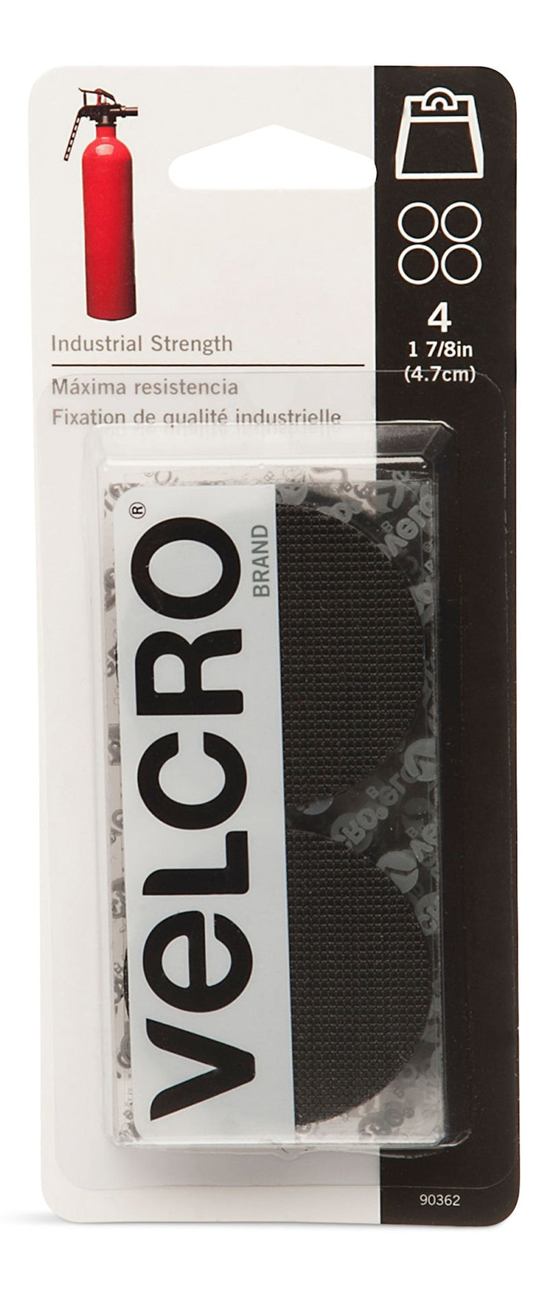 Hook-and-loop Industrial Strength Heavy Duty Adhesive Coins, Black, 7/8-in, 4-pk X8750