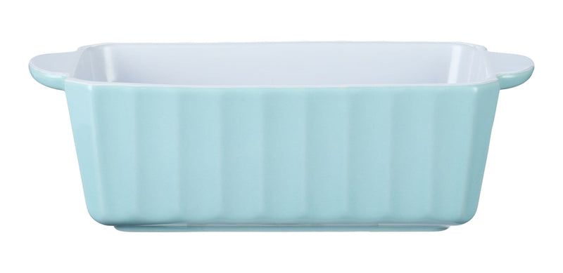 White/Blue Ceramic Loaf Baking Dish, 1-lb L8398