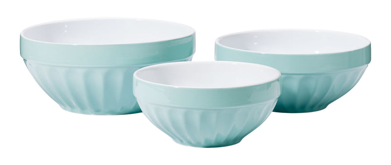 White/Blue Ceramic Mixing Bowl Set, 3-pc H0601
