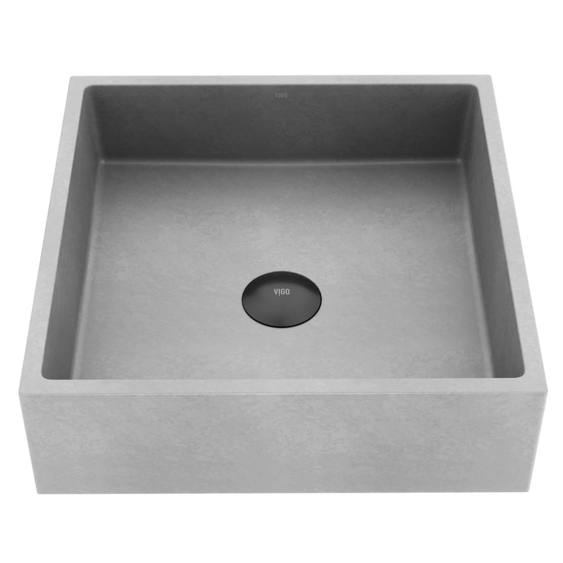 Alhambra Gothic Concreto Stone 15x15-in Deep Grey Bathroom Sink/Basin with Square Vessel Q0344