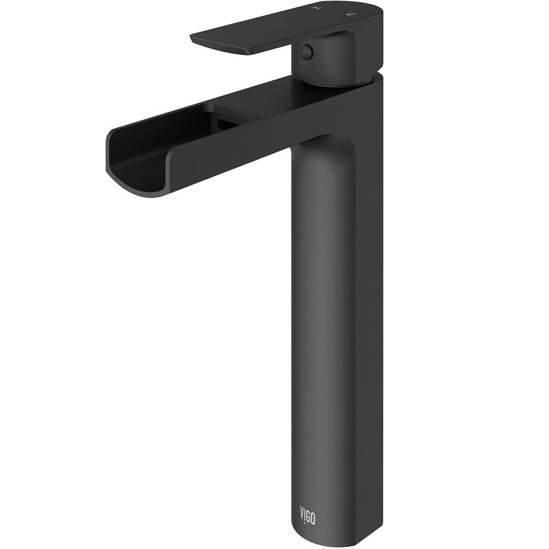 Amada Single Handle Vessel Sink Bathroom Faucet, Matte Black U1050