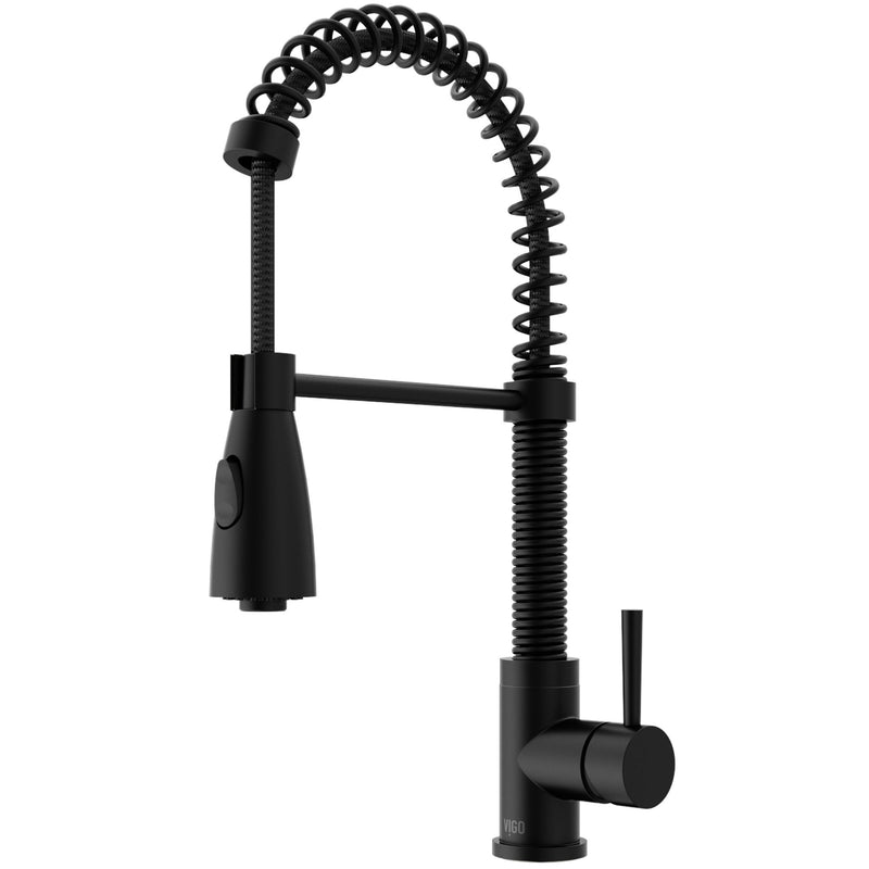 Brant Single Handle Pull Down Sprayer Kitchen Faucet, Matte Black F9964