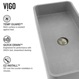 Palazzo Gothic Grey Bathroom Sink/Basin Set with Niko Faucet and Rectangular Vessel