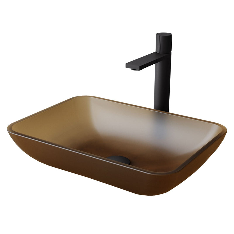 Sottile Amber Bathroom Sink/Basin Set with Gotham Faucet and Glass Vessel X4786