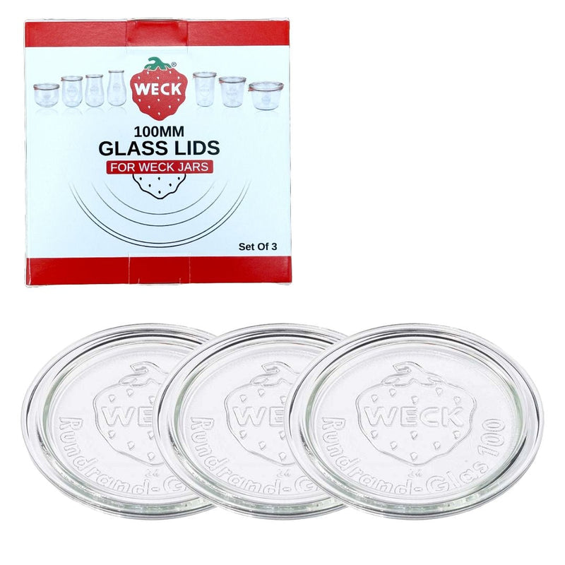 100mm Glass Lids for Jars, Dishwasher/Microwave-Safe, 3-pk I1352