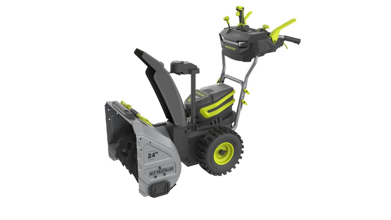 96V 24-in Two-Stage Brushless Self-Propelled Cordless Electric Snow Blower with 2x8Ah Batteries & 2x4A Chargers E4291