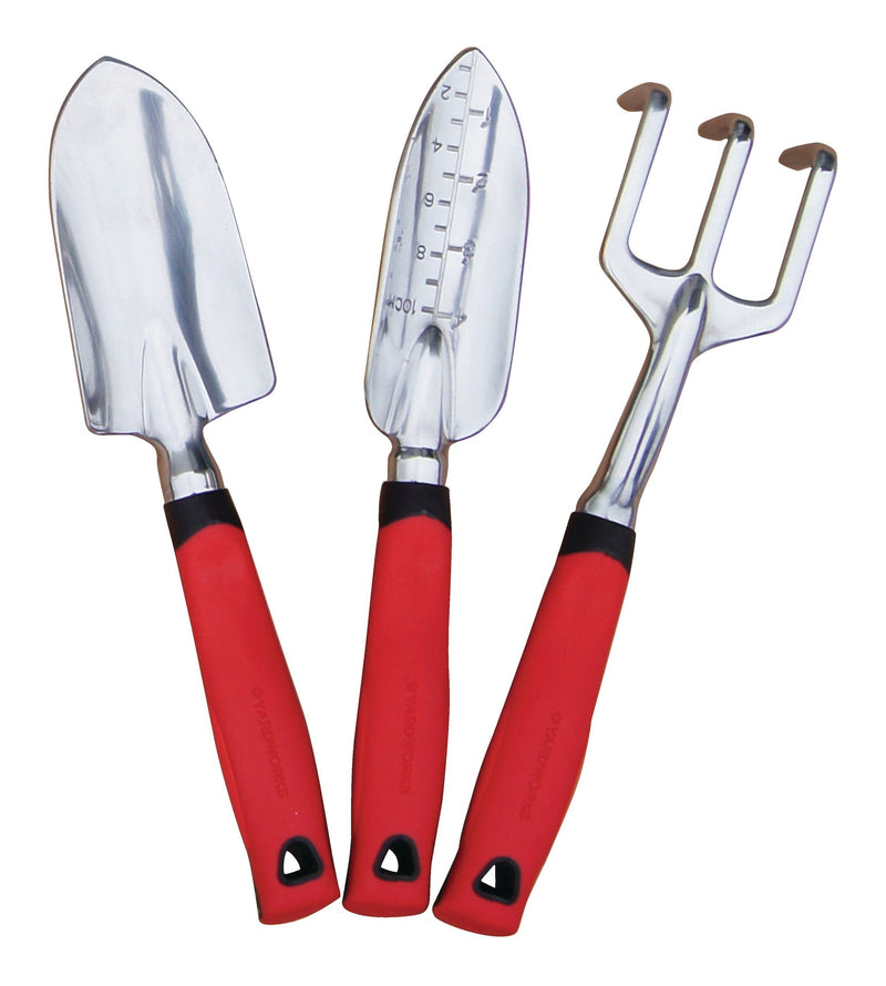 Aluminium Garden Tool Set with Rubber Handles, Assorted Colours, 3-pc X7273