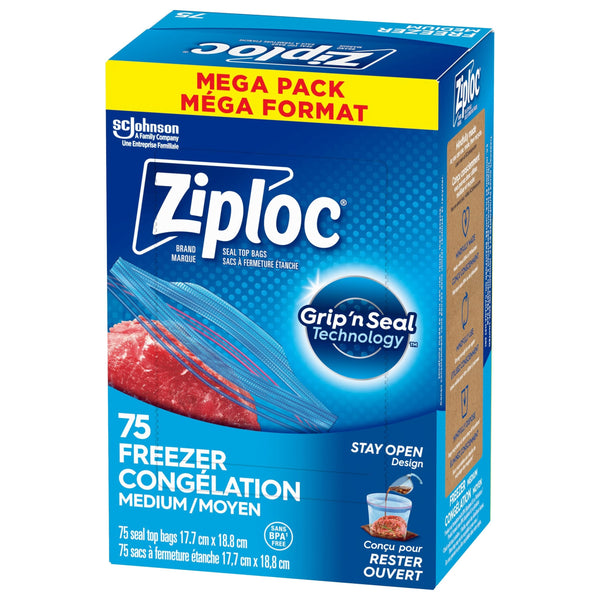 Medium Plastic Freezer Bags Mega Pack, 520-mL, 75-pk A6598